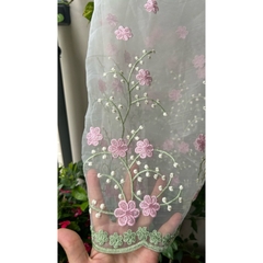 Vải voan kính (SLx0.5m khổ đa dạng) in hoa, thêu hoa nhiều mẫu