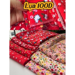 Vải Lụa 100D (SLx0.5m khổ 1.5m) lụa Nhật, hoa nhí tông đỏ hồng