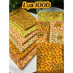 Vải Lụa 100D (SLx0.5m khổ 1.5m) lụa Nhật, hoa nhí tông vàng