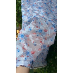 Vải voan (SLx0.5m khổ 1.5m) ép xù màu trắng kem, đỏ, hoa xanh