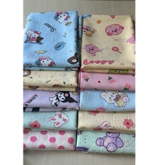 Vải xốp gạo (SLx0.5m khổ 1.5m) in hình dễ thương gấu, loopy, dâu, thỏ, nơ, kitty....