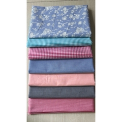 Vải cotton (SLx0.5m khổ 1.4m) kate caro, sắc nét màu đẹp, thấm hút tốt