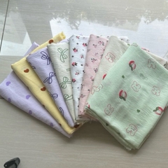 Vải cotton hàn (SLx0.5m khổ 1.6m) đũi lạnh mềm, mát, hút mồ hôi in hình dễ thương