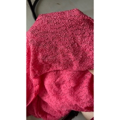 Vải ren (SLx0.5m khổ 1.3m) hoa màu đỏ cam, mềm và co dãn
