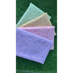 Vải xốp cotton (SLx0.5m khổ 1.5m) caro 8li, 4li nhiều màu, chất thô xốp cotton mát mẻ