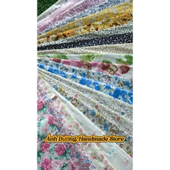 Vải thô cotton (SLx0.5m khổ 1.45m) kate lụa 3D in hoa