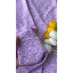 Vải Lụa 100D (SLx0.5m khổ 1.5m) lụa Nhật, hoa nhí tông xanh