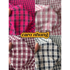 Vải cotton nhung (SLx0.5m khổ 1.5m) caro 8li, chất thô cotton mát mẻ