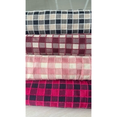 Vải cotton nhung (SLx0.5m khổ 1.5m) caro 8li, chất thô cotton mát mẻ