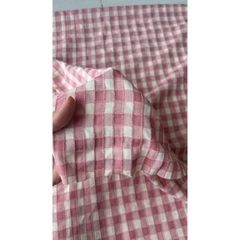 Vải cotton nhung (SLx0.5m khổ 1.5m) caro 8li, chất thô cotton mát mẻ
