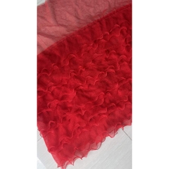 Vải lưới (SLx0.5m khổ đa dạng) bèo tầng,  gợn sóng màu hồng, đỏ