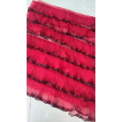Vải lưới (SLx0.5m khổ đa dạng) bèo tầng,  gợn sóng màu hồng, đỏ