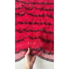 Vải lưới (SLx0.5m khổ đa dạng) bèo tầng,  gợn sóng màu hồng, đỏ