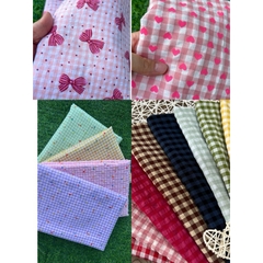 Vải xốp cotton (SLx0.5m khổ 1.5m) caro 8li, 4li nhiều màu, chất thô xốp cotton mát mẻ