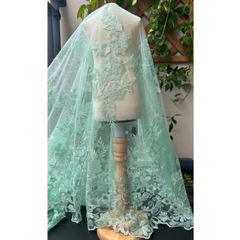 Vải lưới (SLx0.5m khổ 1.3m) thêu bông chân nhiều màu