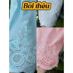 Vải boi (SLx0.5m khổ 1.35m) thêu bông chân hai đầu, boi lót