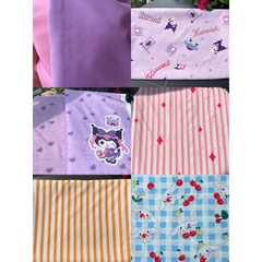 Vải Lụa 5D (SLx0.5m khổ 1.5m) in kurumi, thỏ, sọc