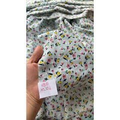 Vải Lụa 100D (SLx0.5m khổ 1.5m) lụa Nhật, hoa nhí tông xanh