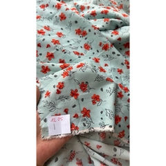 Vải Lụa 100D (SLx0.5m khổ 1.5m) lụa Nhật, hoa nhí tông xanh
