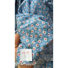 Vải Lụa 100D (SLx0.5m khổ 1.5m) lụa Nhật, hoa nhí tông xanh