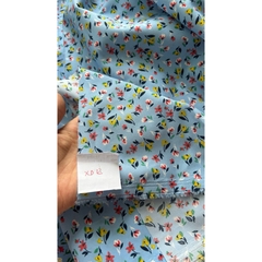 Vải Lụa 100D (SLx0.5m khổ 1.5m) lụa Nhật, hoa nhí tông xanh