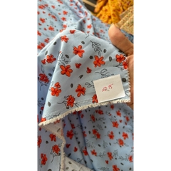 Vải Lụa 100D (SLx0.5m khổ 1.5m) lụa Nhật, hoa nhí tông xanh