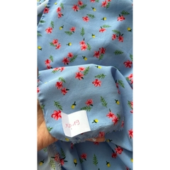 Vải Lụa 100D (SLx0.5m khổ 1.5m) lụa Nhật, hoa nhí tông xanh
