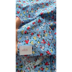 Vải Lụa 100D (SLx0.5m khổ 1.5m) lụa Nhật, hoa nhí tông xanh