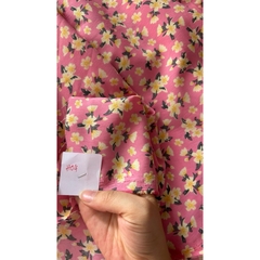 Vải Lụa 100D (SLx0.5m khổ 1.5m) lụa Nhật, hoa nhí tông đỏ hồng