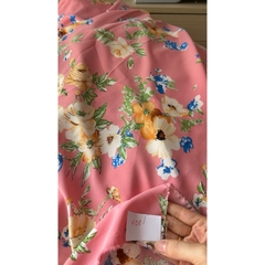 Vải Lụa 100D (SLx0.5m khổ 1.5m) lụa Nhật, hoa nhí tông đỏ hồng