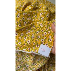 Vải Lụa 100D (SLx0.5m khổ 1.5m) lụa Nhật, hoa nhí tông vàng