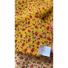 Vải Lụa 100D (SLx0.5m khổ 1.5m) lụa Nhật, hoa nhí tông vàng