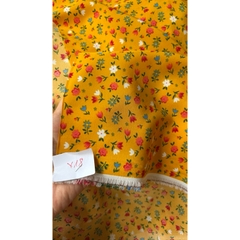 Vải Lụa 100D (SLx0.5m khổ 1.5m) lụa Nhật, hoa nhí tông vàng