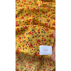 Vải Lụa 100D (SLx0.5m khổ 1.5m) lụa Nhật, hoa nhí tông vàng