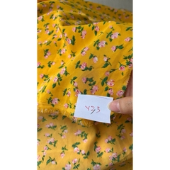 Vải Lụa 100D (SLx0.5m khổ 1.5m) lụa Nhật, hoa nhí tông vàng