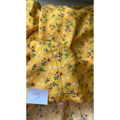 Vải Lụa 100D (SLx0.5m khổ 1.5m) lụa Nhật, hoa nhí tông vàng
