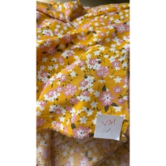 Vải Lụa 100D (SLx0.5m khổ 1.5m) lụa Nhật, hoa nhí tông vàng