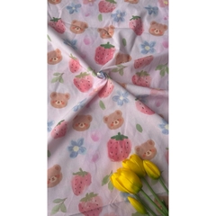 Vải thô cotton (SLx0.5m khổ 1.45m) kate lụa 3D in hình động vật, búp bê.