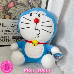 28cm - 30cm Doraemon nhồi bông mềm mịn lông xù cho bé, Doremon ngồi xinh xắn