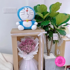 28cm - 30cm Doraemon nhồi bông mềm mịn lông xù cho bé, Doremon ngồi xinh xắn