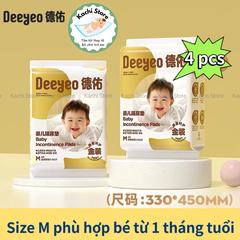 Deeyeo Lẻ 4 miếng Tấm lót thay tã chống thấm dùng 1 lần cho bé