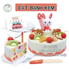 Bộ Đồ Chơi Cắt Bánh Kem Sinh Nhật 43 Món Có Nhạc Và Đèn, đồ chơi giả vờ, đồ chơi nhập vai gia đình cho bé