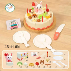 Bộ Đồ Chơi Cắt Bánh Kem Sinh Nhật 43 Món Có Nhạc Và Đèn, đồ chơi giả vờ, đồ chơi nhập vai gia đình cho bé
