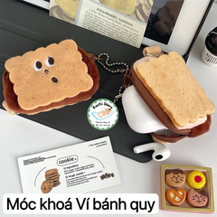 Ví nhỏ hình bánh quy dễ thương, bao vải đựng tai nghe phụ kiện