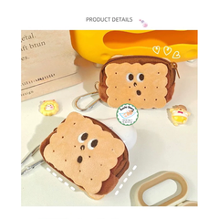 Ví nhỏ hình bánh quy dễ thương, bao vải đựng tai nghe phụ kiện