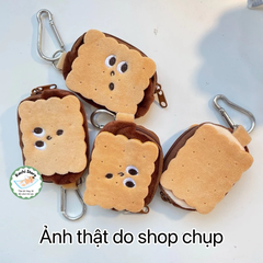Ví nhỏ hình bánh quy dễ thương, bao vải đựng tai nghe phụ kiện
