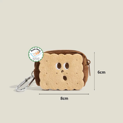 Ví nhỏ hình bánh quy dễ thương, bao vải đựng tai nghe phụ kiện