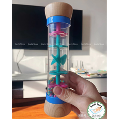 WonderGarden Ống tạo âm thanh tiếng mưa bằng gỗ xoay hạt, đồ chơi cảm thụ âm nhạc cho bé