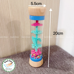 WonderGarden Ống tạo âm thanh tiếng mưa bằng gỗ xoay hạt, đồ chơi cảm thụ âm nhạc cho bé