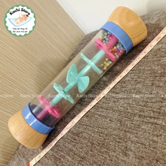 WonderGarden Ống tạo âm thanh tiếng mưa bằng gỗ xoay hạt, đồ chơi cảm thụ âm nhạc cho bé